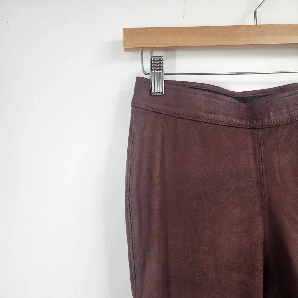 Free People Women's Faux Leather‎ Mid Rise Vegan Leggings In Wine Size 25